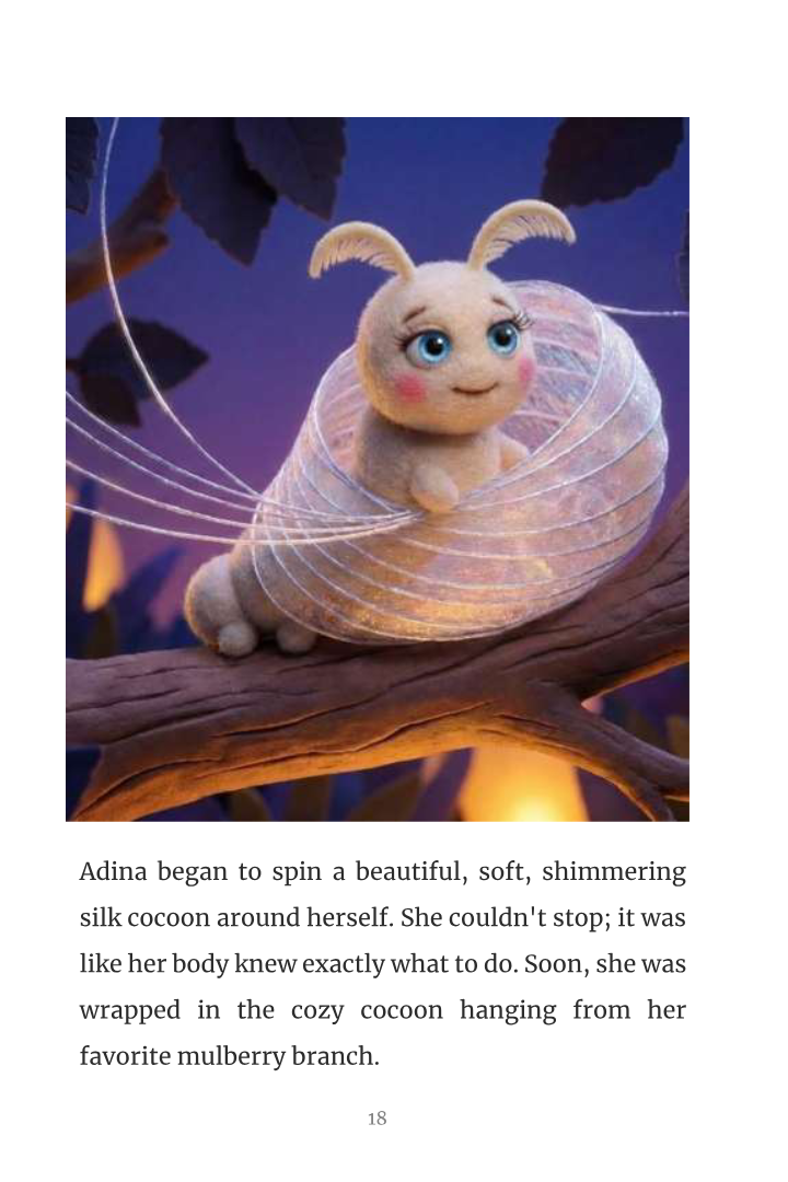 Adina spinning her cocoon